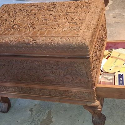 Sale Photo Thumbnail #230: Anglo-Indian Hand-Carved Tropical Wood Box 18"x12"