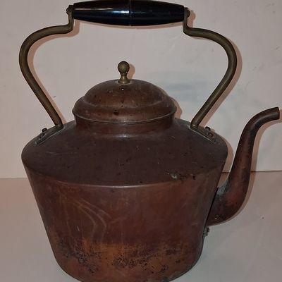 Sale Photo Thumbnail #787: Vintage Copper Tea Kettle with Ebonized Handle, Made in Portugal