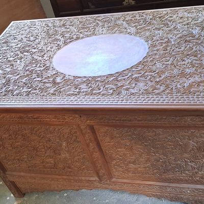Sale Photo Thumbnail #111: Anglo-Indian Carved Hardwood Blanket Chest 41"x24"x24"