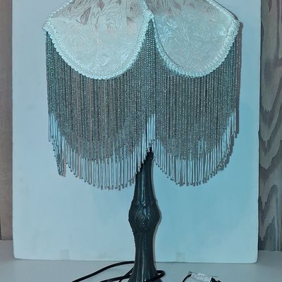 Sale Photo Thumbnail #362: Victorian Style Rose Jacquard Beaded Fringe Table Lamp