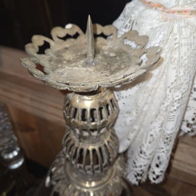 Sale Photo Thumbnail #565: Vintage Ornate Metal Candlestick with Snuffer