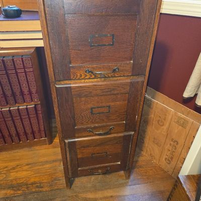 Sale Photo Thumbnail #56: Arts & Crafts Mission Oak Antique 3 Drawer Craftsman File Cabinet