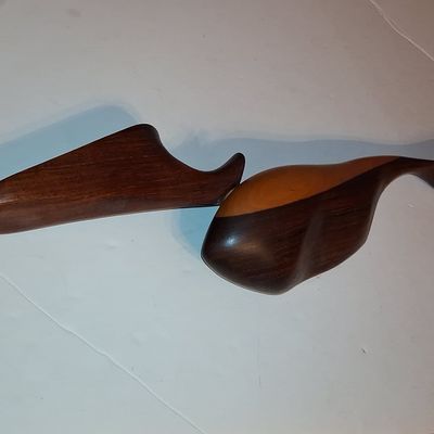 Sale Photo Thumbnail #299: Mid-Century Modern Abstract Wood Sculpture Set - Whale and Abstract Form