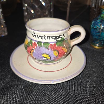 Sale Photo Thumbnail #898: Hand-Painted Greek Souvenir Demitasse Cup and Saucer - Antiparos