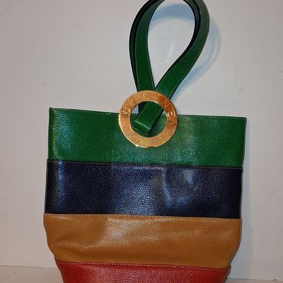 Sale Photo Thumbnail #125: Celine Paris Multi-Colored Lizard-Embossed Tote