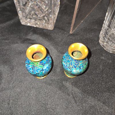 Sale Photo Thumbnail #744: Pair of Miniature Chinese Cloisonné Vases