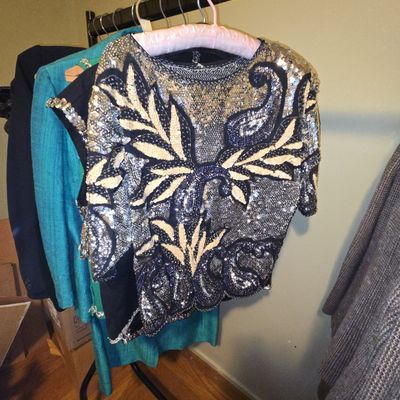 Sale Photo Thumbnail #468: Vintage Laurence Kazar Sequin and Bead Embellished Top