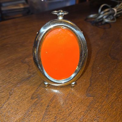Sale Photo Thumbnail #1025: Vintage Oval Portrait Frame with Orange Insert