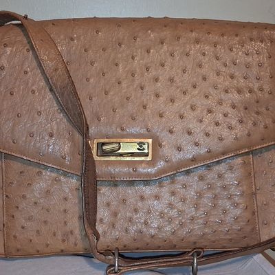 Sale Photo Thumbnail #332: Vintage Corbeau Ostrich Leather Shoulder Bag
