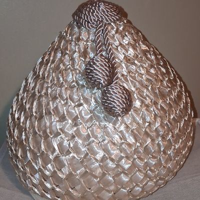 Sale Photo Thumbnail #772: Vintage Mid-Century Woven Straw or Cellophane Hat