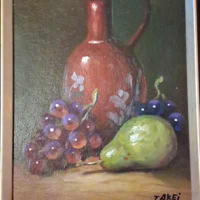 Sale Photo Thumbnail #413: Still Life with Pitcher, Grapes, and Pear by Takei 10"x8"