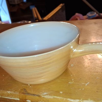 Sale Photo Thumbnail #903: Fire-King Peach Lusterware Beehive Soup Bowl