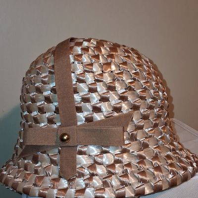 Sale Photo Thumbnail #581: Mr. John Vintage Woven Ribbon Cloche Hat