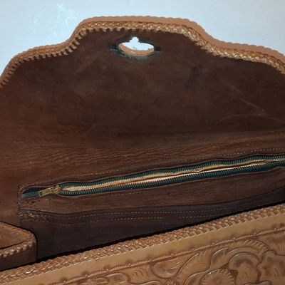 Sale Photo Thumbnail #359: Vintage Hand-Tooled Floral Leather Shoulder Bag
