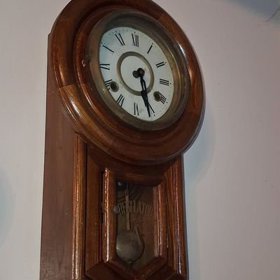 Sale Photo Thumbnail #295: Antique Oak Regulator Wall Clock