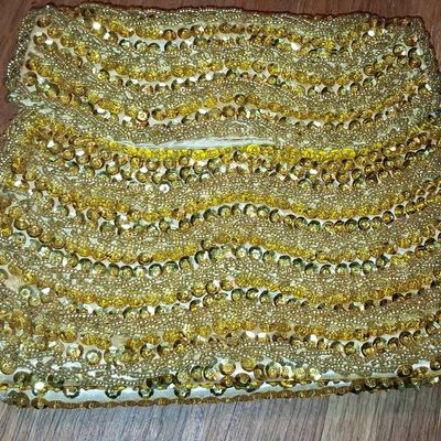 Sale Photo Thumbnail #805: Vintage Gold Sequin and Bead Evening Bag