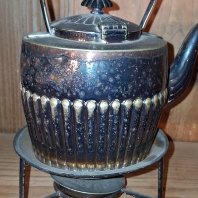 Sale Photo Thumbnail #531: Victorian Silver-Plated Tea Kettle on Stand