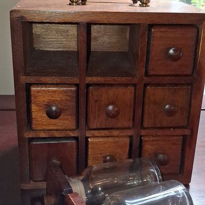 Sale Photo Thumbnail #671: Vintage Wooden Apothecary Spice Chest