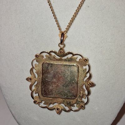 Sale Photo Thumbnail #931: Vintage Fragonard Style Courting Couple Porcelain Pendant Necklace