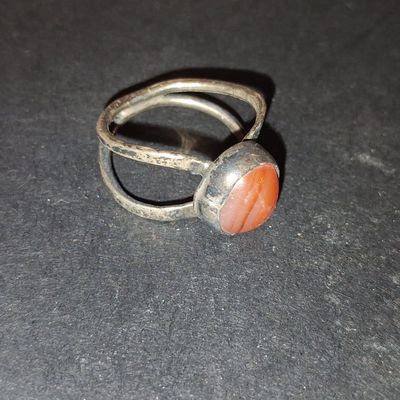 Sale Photo Thumbnail #452: Vintage Sterling Silver and Carnelian Ring - Touareg Style