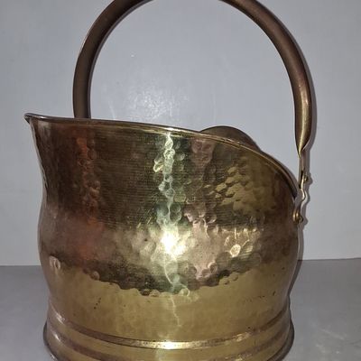 Sale Photo Thumbnail #321: Vintage Hammered Brass Helmet Coal Scuttle