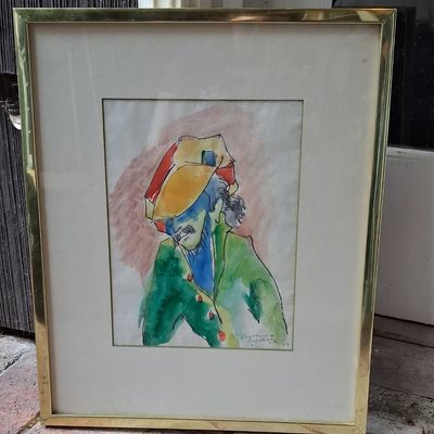 Sale Photo Thumbnail #281: Pierre Ennucio Watercolor Portrait 8"x11"