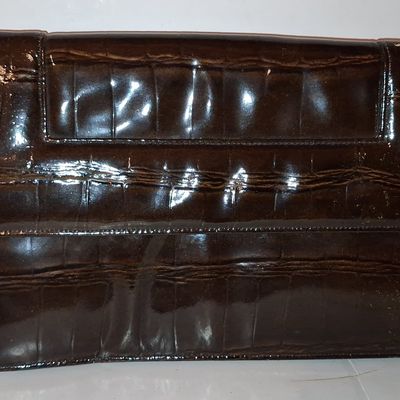 Sale Photo Thumbnail #149: Vintage Fendi Croc-Embossed Patent Leather Shoulder Bag