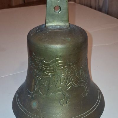 Sale Photo Thumbnail #516: Vintage Chinese Brass Dragon Temple Bell