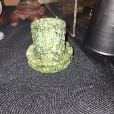 Sale Photo Thumbnail #724: Carved Green Stone Egg Cup or Small Vessel