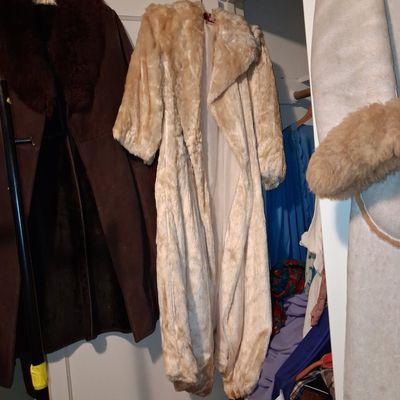 Sale Photo Thumbnail #323: Vintage Cream Faux Fur Full-Length Coat