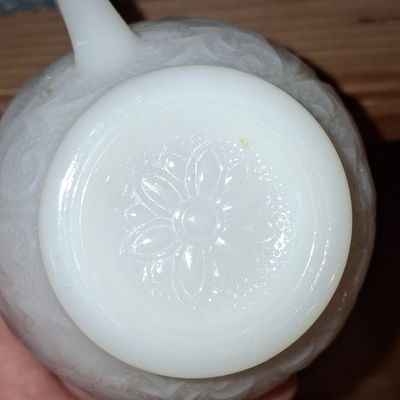Sale Photo Thumbnail #579: Anchor Hocking Sandwich Pattern Milk Glass Punch Bowl Set