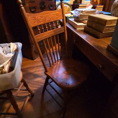 Sale Photo Thumbnail #384: Antique Carved Oak Spindle-Back Side Chair