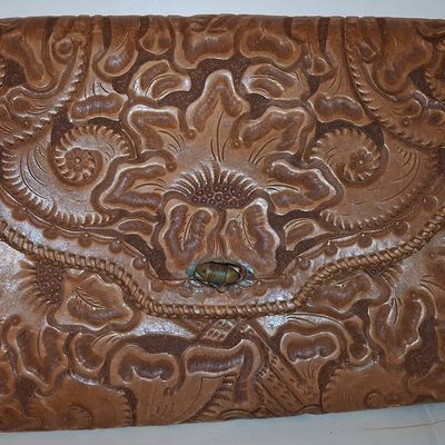 Sale Photo Thumbnail #360: Vintage Hand-Tooled Floral Leather Shoulder Bag