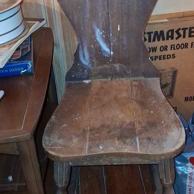 Sale Photo Thumbnail #722: Antique Tyrolean Heart Cutout Wooden Dining Chair