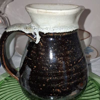 Sale Photo Thumbnail #910: Studio Pottery Drip Glaze Pitcher