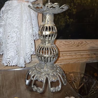 Sale Photo Thumbnail #566: Vintage Ornate Metal Candlestick with Snuffer