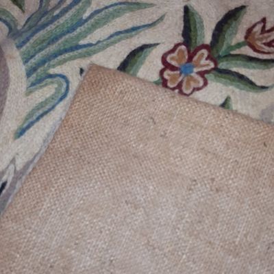 Sale Photo Thumbnail #157: Vintage Hand-Embroidered Wool Rug: Jungle Animals and Floral Tapestry 47"x71"