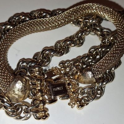 Sale Photo Thumbnail #710: Monet Gold-Tone Mesh and Chain Bracelet