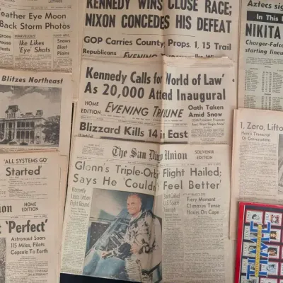 Space Race Kennedy Era Newspaper Archive - 6 Issues