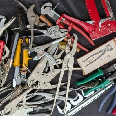 Hand Tool Lot - Tin Snips, Locking Pliers, Adjustable Pliers