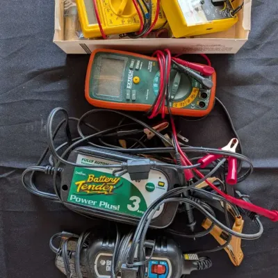Cen-Tech Digital Multimeter Lot with Deltran Battery Charger