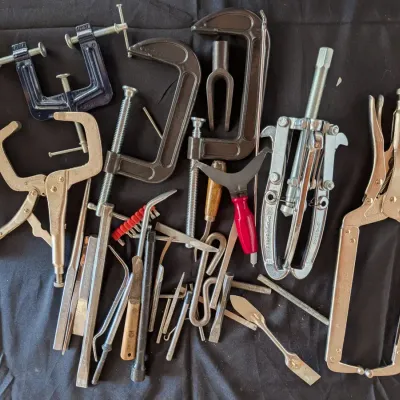 Mechanic Tool Lot - C-Clamps, Locking Pliers, Gear Puller