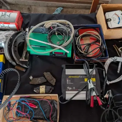 Automotive Tool Lot - Timing Lights, Charger, Brake Shoes