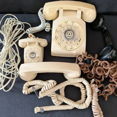 Vintage Bell System Rotary Telephone Lot - 2 Phones + Handset
