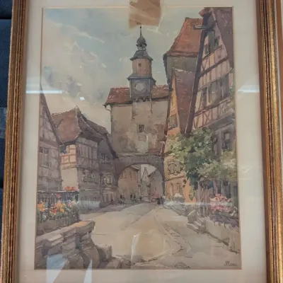 Original Old Watercolour “Rothenburg” Signed Marc (Nicolas Markovitch) 1894-1964 + More