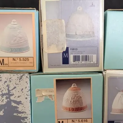 Lladro Porcelain Christmas Bell Lot of 5 - 1988-1995 - Boxed