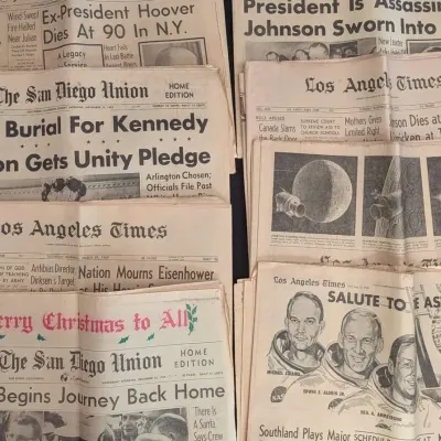 Historic 1960s-70s Newspaper Collection - JFK, Apollo 11, Moon Landing, Assassination
