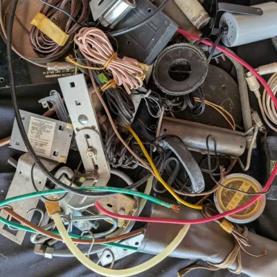 Mixed Hardware Lot - Pipe Fittings, Cords, Singer TV Supply