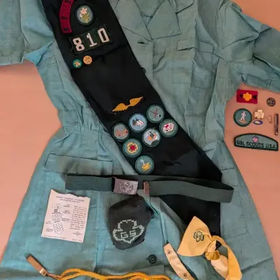 Vintage Girl Scouts Uniform Set with Sash - San Diego Council