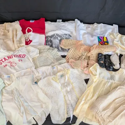 Vintage Baby Clothing Lot - Crochet, Christening Dress & More